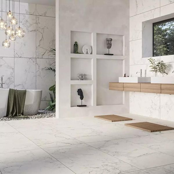 Керамограніт GPT1006 Calacatta Mild White Satin Rect 59.8*59.8