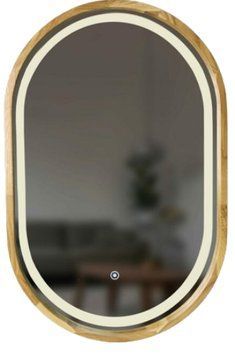 Дзеркало LUXURY WOOD 600*900мм Freedom з підсвіткою SLIM LED Дуб натуральний / Овал 72149 фото