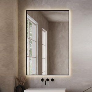 Дзеркало Т GRUNVEL S 60*110-27 прямокутне 5мм в чорній рамі, фон. підсв., підігрів, диммер 60*110см 76424 фото